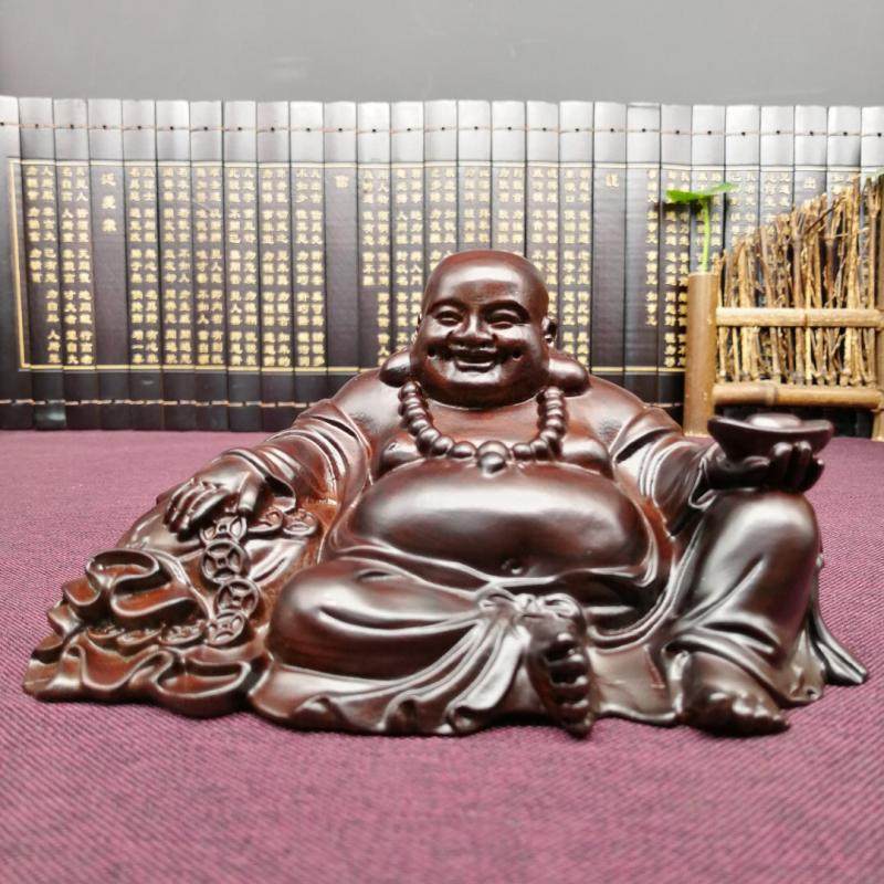 黑檀木笑佛弥勒佛木雕汽车摆件办公室书房人物花梨实木桌面装饰品