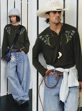 不路牌 半岛铃兰刺绣长袖T恤