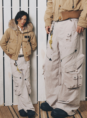 不路牌 堪察加远征炮兵阔腿复古多口袋休闲长裤