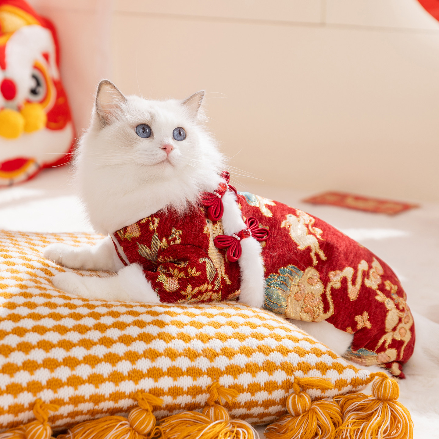 猫咪江山如画新年唐装棉衣