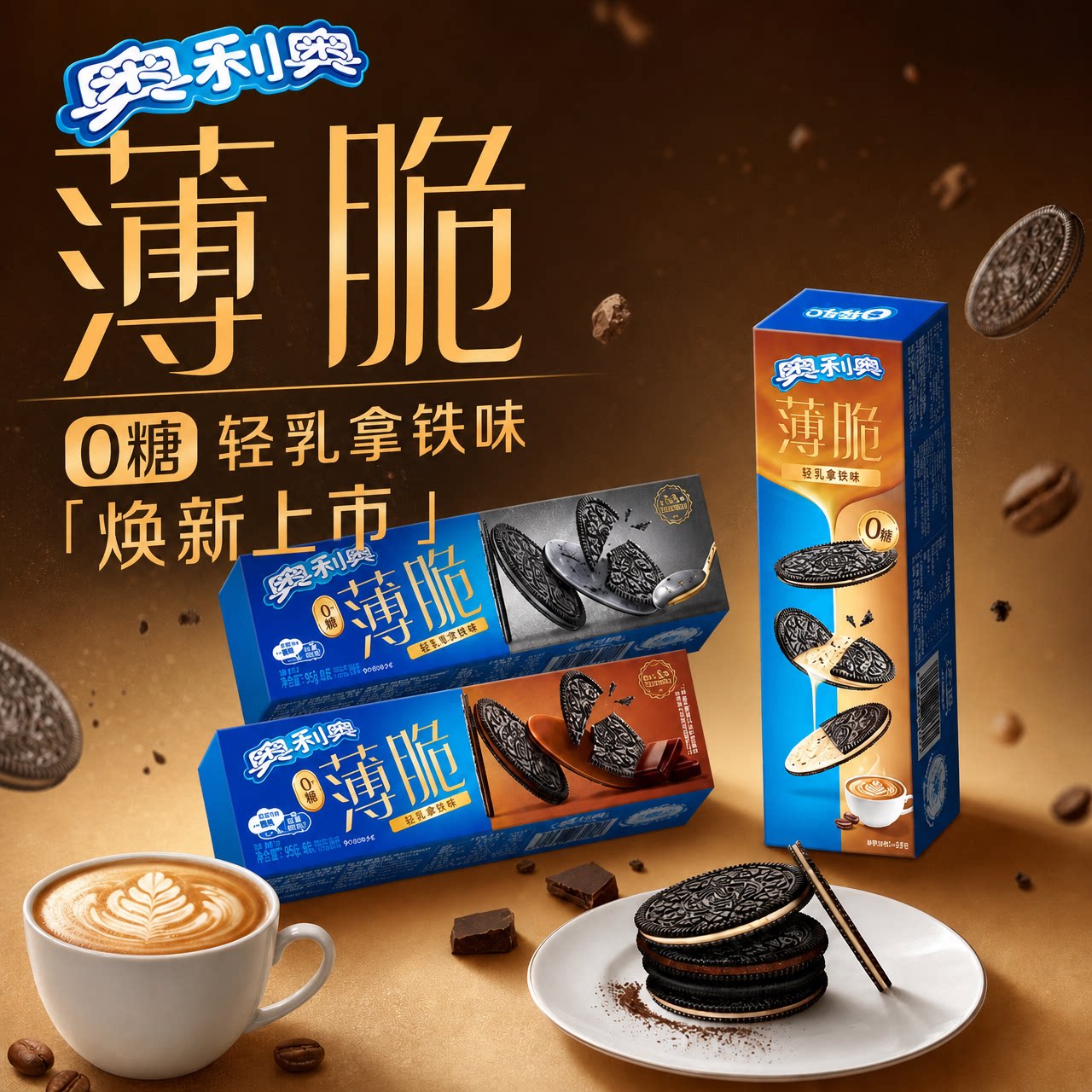奥利奥薄脆夹心饼干62g0糖黑巧低负担休闲零食健康下午茶点心小吃