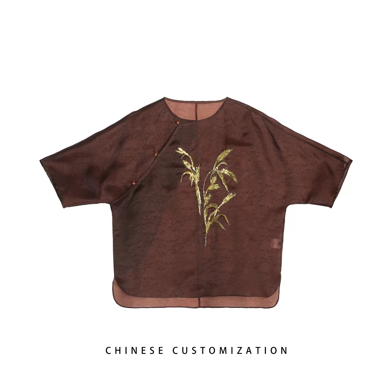 【大娇来了】满分真 丝提花莨纱 定位珠绣 国风上衣24LY363