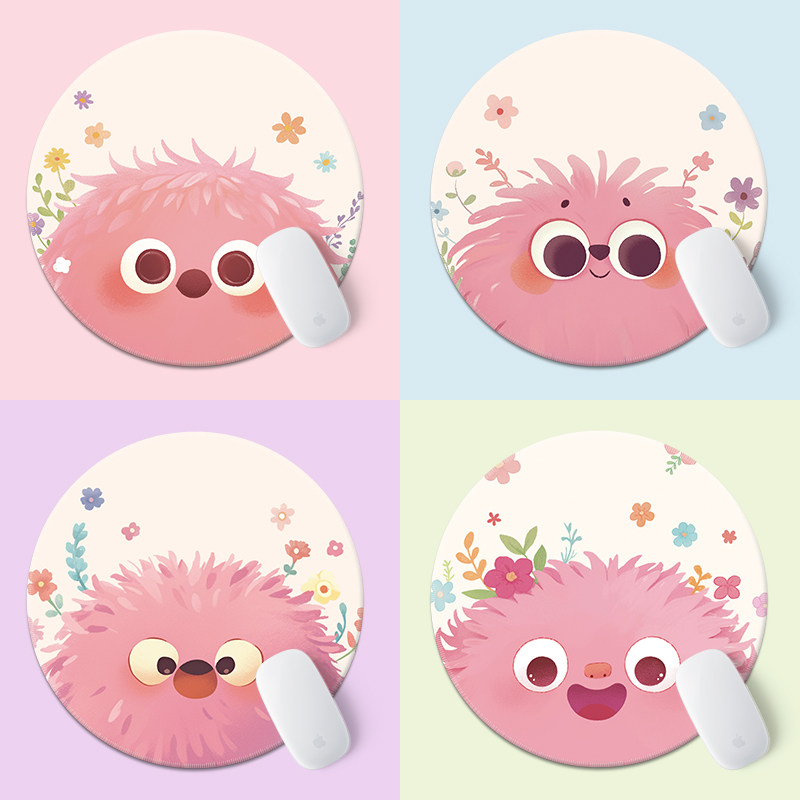 简约卡通圆形鼠标垫防滑桌面垫办公笔记本垫子护腕可爱滑鼠垫定制