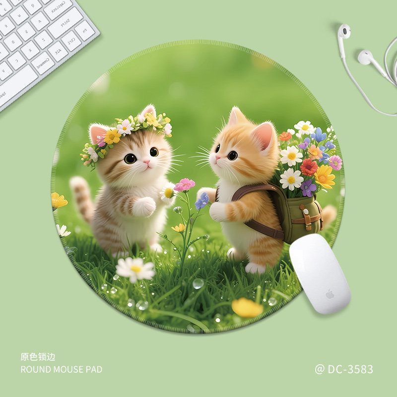 小号圆形鼠标垫卡通可爱女生笔记电脑键盘垫家用定制办公桌垫子