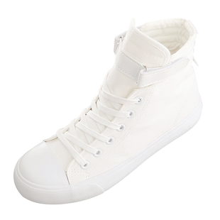 2026小布鞋女春季帆布鞋学院高帮韩版百搭跳舞鞋厚底内增高小白鞋