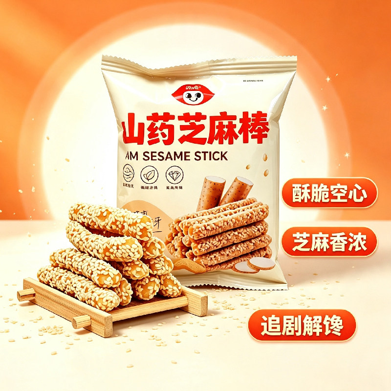 姐馋空心山药芝麻棒传统手工芝麻条酥脆解馋点心独立包装休闲零食