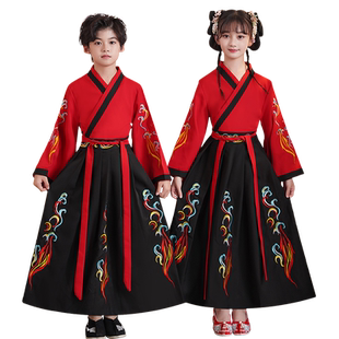 儿童汉服国学服三字经书童服装中国风古装小学生男童演出服女春秋