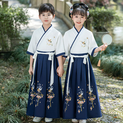 汉服男童国学服装儿童古装弟子规演出服三字表演服书童春秋款
