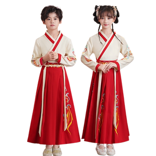 儿童汉服男童国学服套装三字经古装小学生中国风女春弟子规演出服