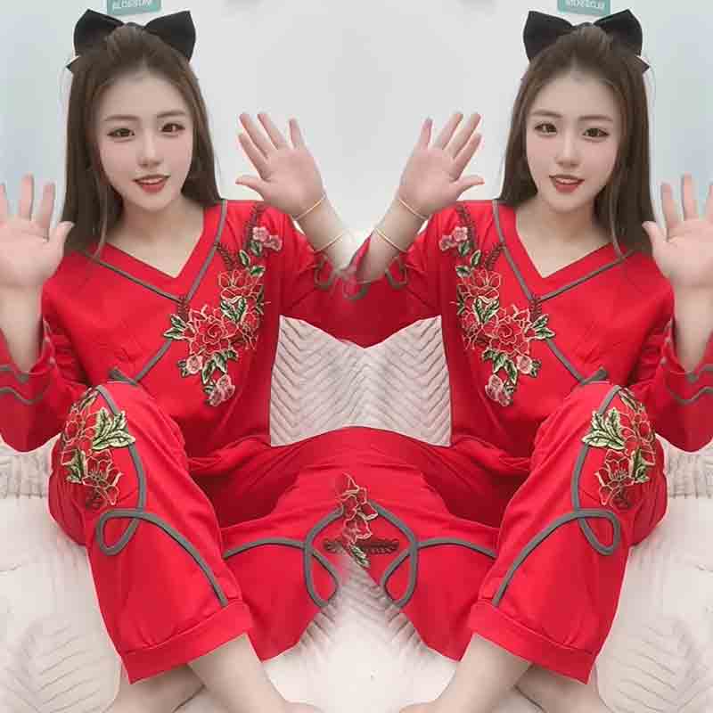 本命年红色国风大码纯棉睡衣