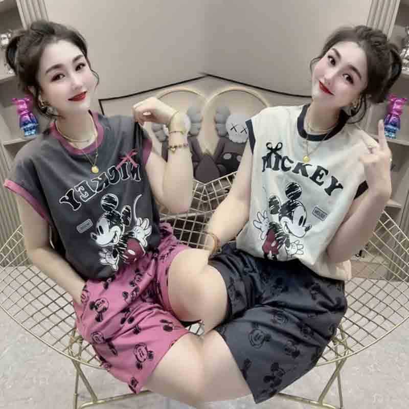 2024夏季网红可外穿睡衣卡通米奇短袖短裤可爱休闲纯棉家居服大码,女士内衣/男士内衣/家居服,睡衣/家居服套装,淘宝优惠券,粉丝福利购,淘宝优惠卷