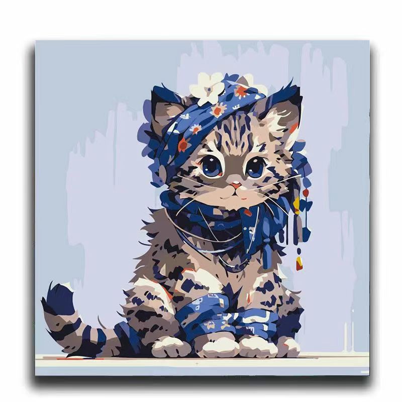 民族风可爱猫咪数字油画工厂零售闺蜜礼物小众装饰画图片