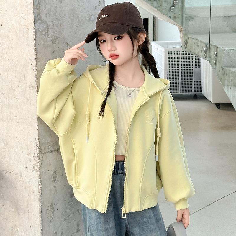 女童连帽卫衣春秋款韩版休闲外套中大童初中生洋气时尚儿童春装潮