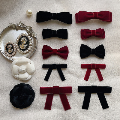 韩版黑色丝绒蝴蝶结小领结女jk学院风衬衫大合唱领口配饰职业领花