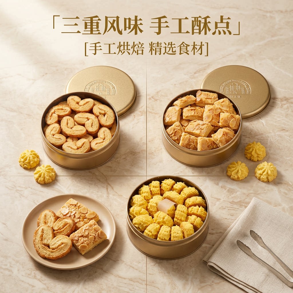 澳门手信小金盒黄油小花曲奇蝴蝶酥千层酥广东澳门特产零食礼盒