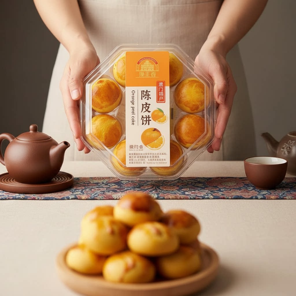 广东澳门新会陈皮饼盒装小吃零食广州中山特产美食糕点下午茶点心