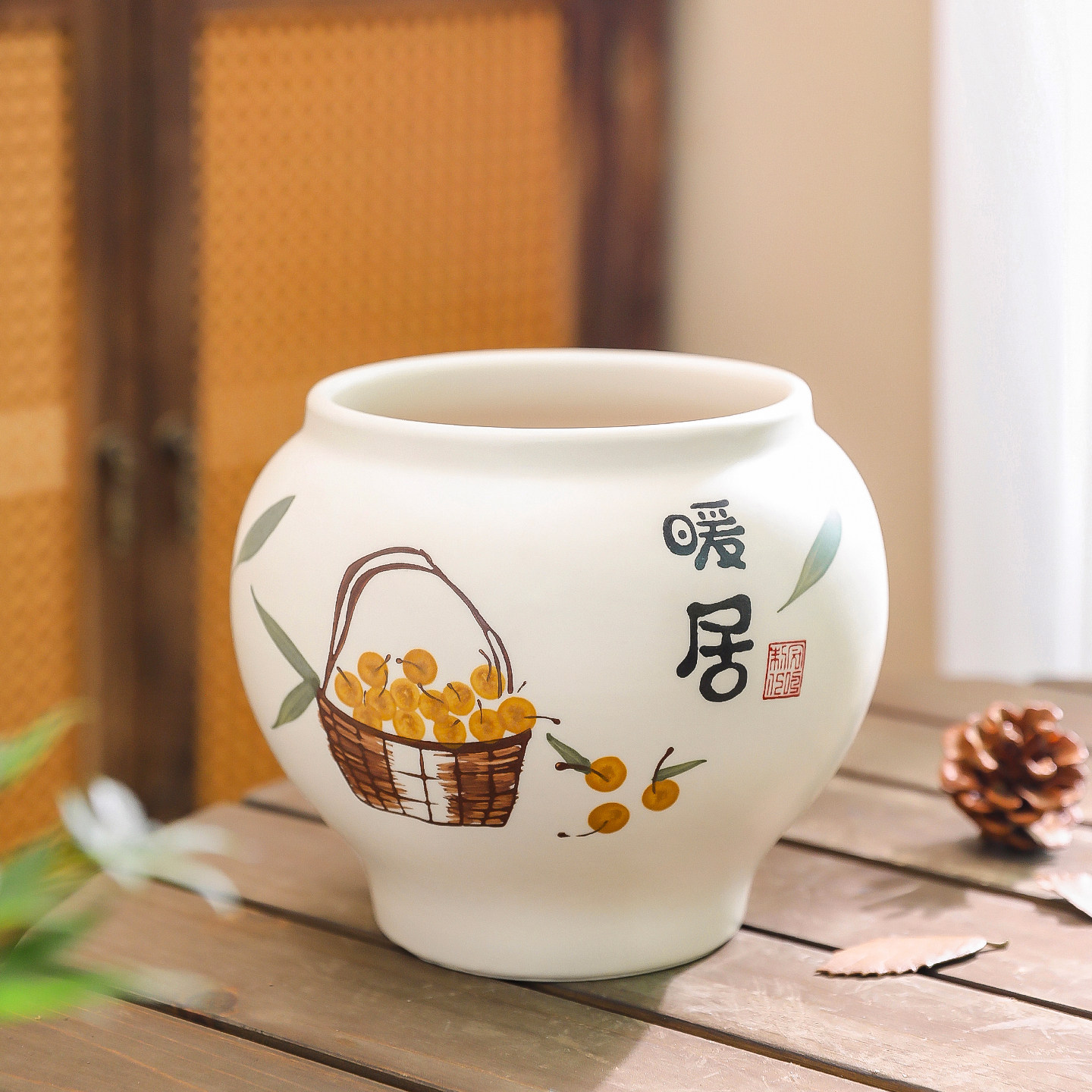 新中式奶油风陶瓷花盆蝴蝶兰套盆