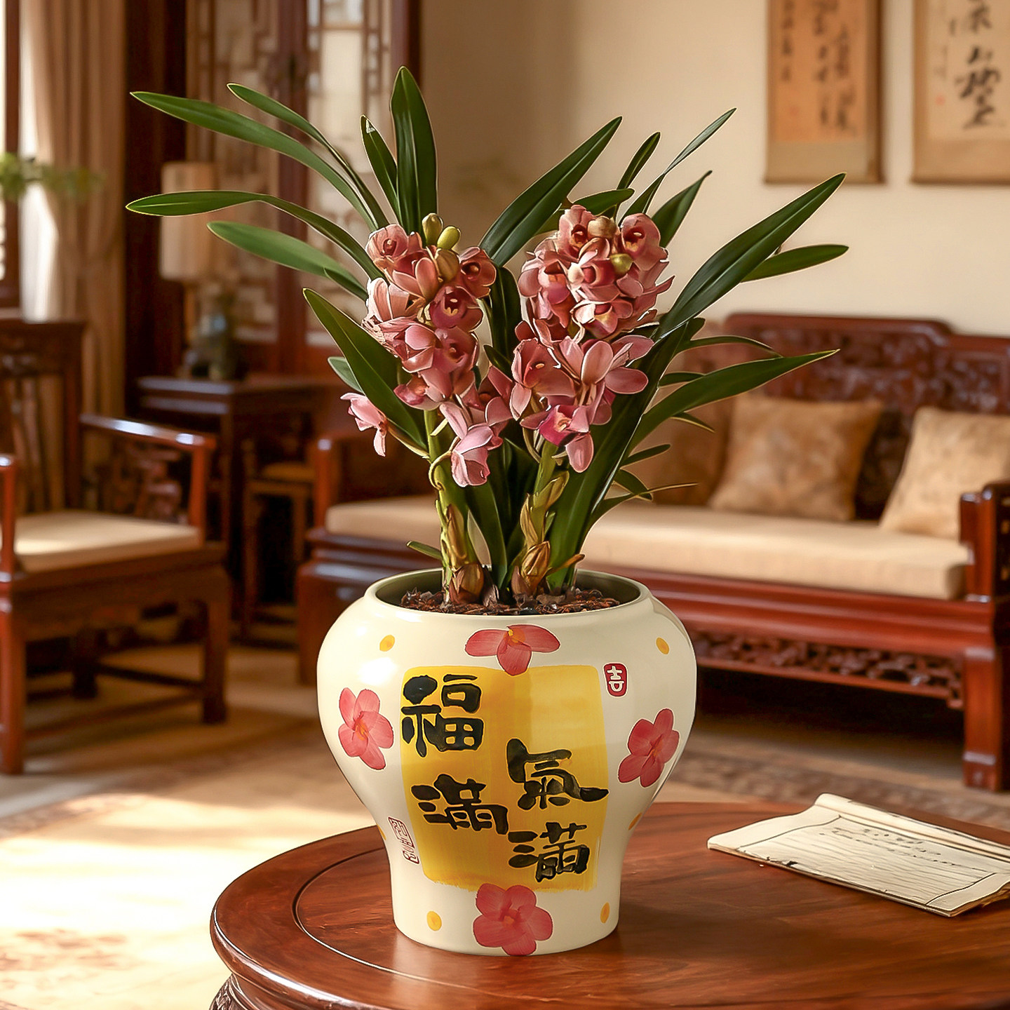 中国风陶瓷花盆手绘简约家用轻奢桌面三角梅蝴蝶兰花绿植盆栽通用,鲜花速递/花卉仿真/绿植园艺,花盆,淘宝优惠券,粉丝福利购,淘宝优惠卷