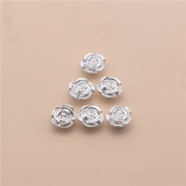 厂家直销足银9993D硬银饰横穿立体玫瑰花diy配件材料编织手串手绳