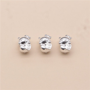 厂家直销足银9993D硬银饰横穿立体千万两招财猫diy配件编织手串绳