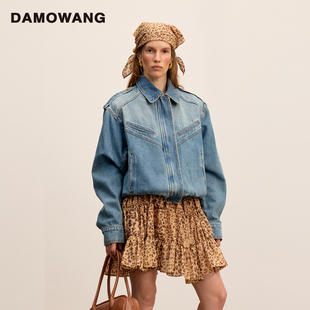 DAMOWANG 复古飞行风精梳棉牛仔夹克宽松廓形外套女 2026春夏新款