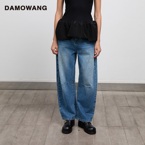水洗蓝宽松2025春夏新款damowang
