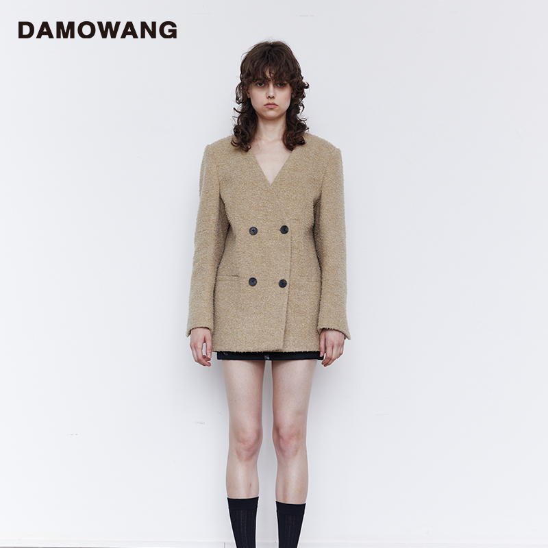damowangV领毛呢宽松廓形西服