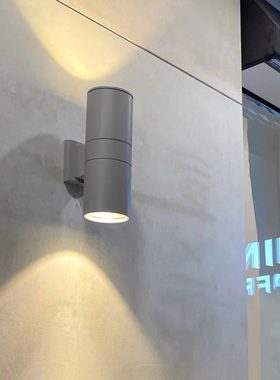 户外防水壁灯led室外别墅灰色投射灯酒店外墙柱子上下双头洗墙灯