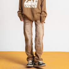 新因素美式卡其水洗牛仔裤男女复古做旧vibe高街阔腿宽松直筒长裤