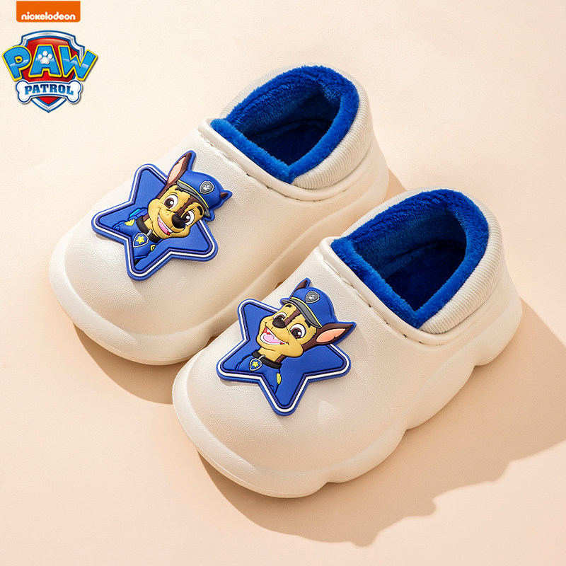 汪汪队儿童棉拖鞋男女孩新款防水棉鞋中小童冬室内外防滑包跟毛托