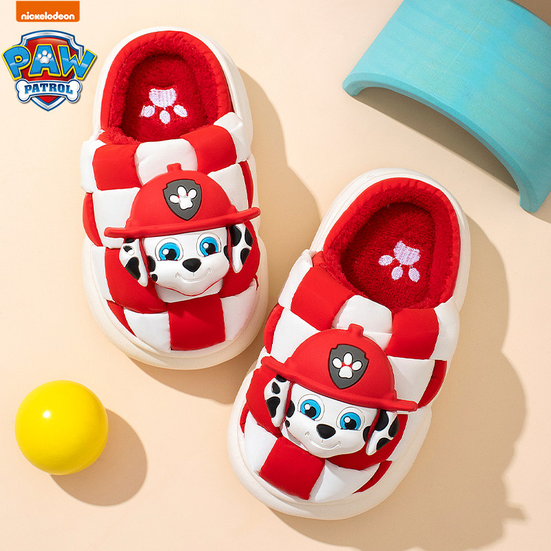 汪汪队儿童棉拖鞋冬女童居家防水加厚保暖男孩防滑半包跟宝宝拖鞋