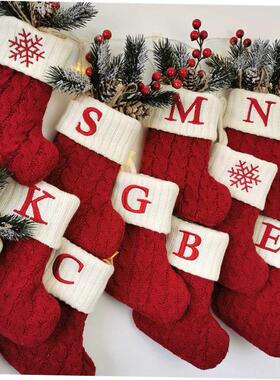 Christmas Letter Knitting Socks Snowflake Stocking 2023 Chri