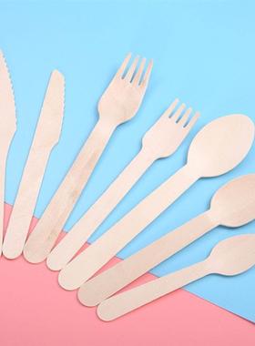 50pcs/150pcs Disposable Wooden Cutlery Forks/Spoons/Cutters