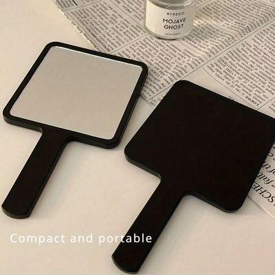 Portable Travel Makeup Mirror with Handle - Polished Plastic