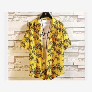 hawaii aloha shirts men shirt summer white t 夏威夷花衬衫男