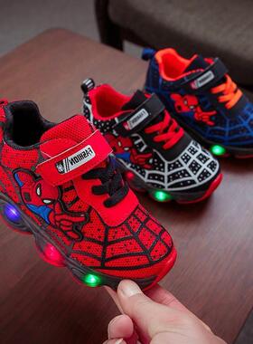 spiderman led light boy kids shining running sports shoes
