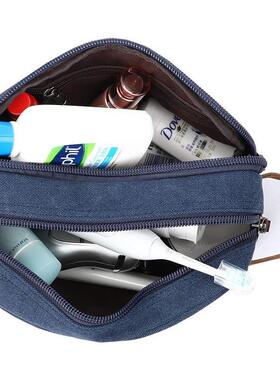Mens Travel Toiletry Wash Bag Big Capacity Canvas Leather Co