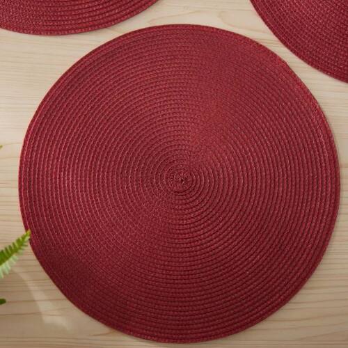 1/4/10PCS Christmas Red Placemat 15inch Round Braided Gift P