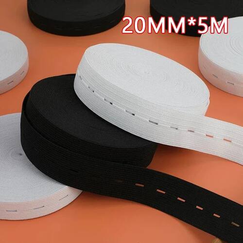 5m Button Hole Elastic Belt, Braided Button Hole Elastic Bel