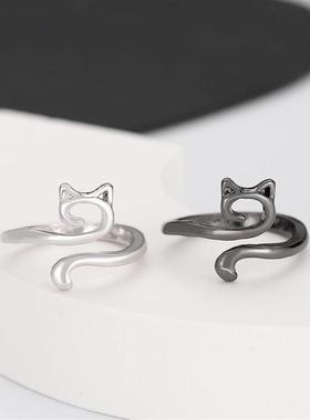 Opening Adjustable Fashion Animal Cat Ring Jewelry欧美猫戒指