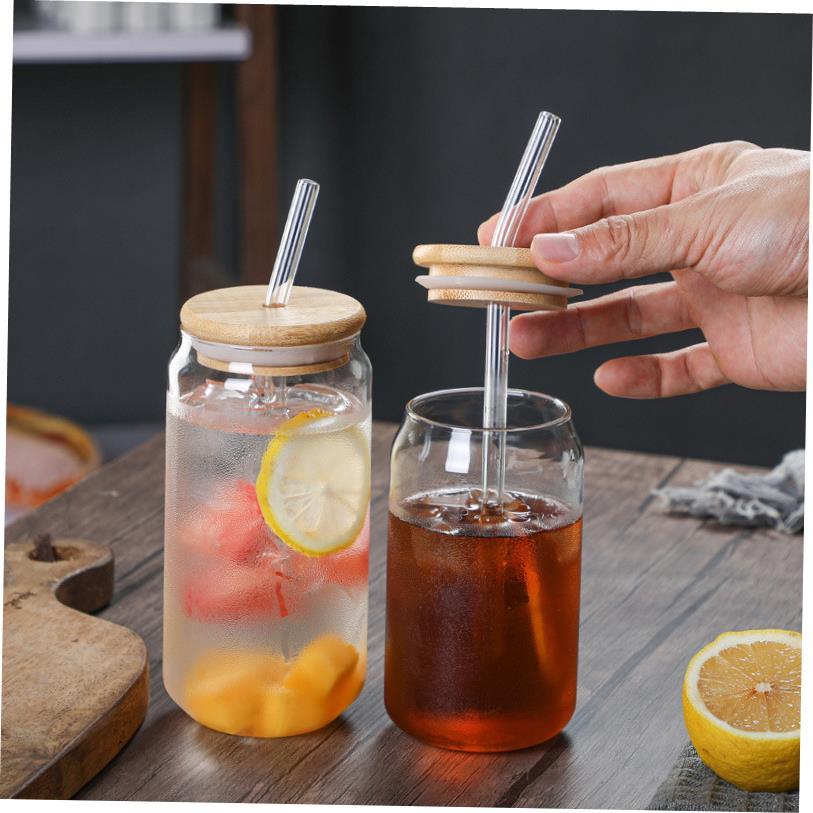 500ML cold drink glass with lid and straw juice cup