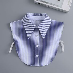 fake lapel shirt collar翻领条纹衬衣假领子女 striped Women