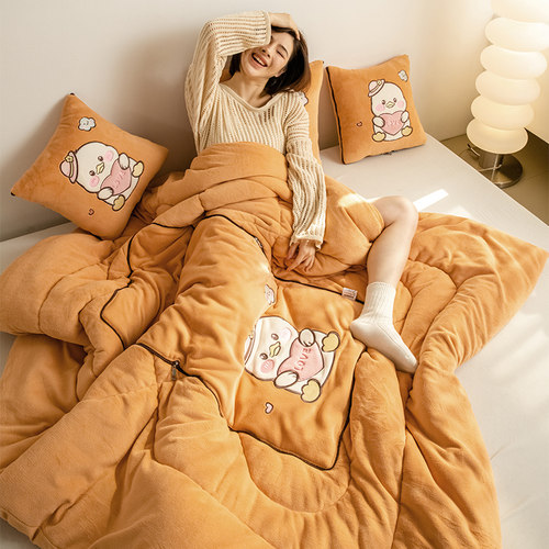 A类加厚牛奶绒/抱枕被子两用