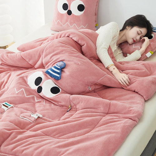 加厚牛奶绒，抱枕被子两用