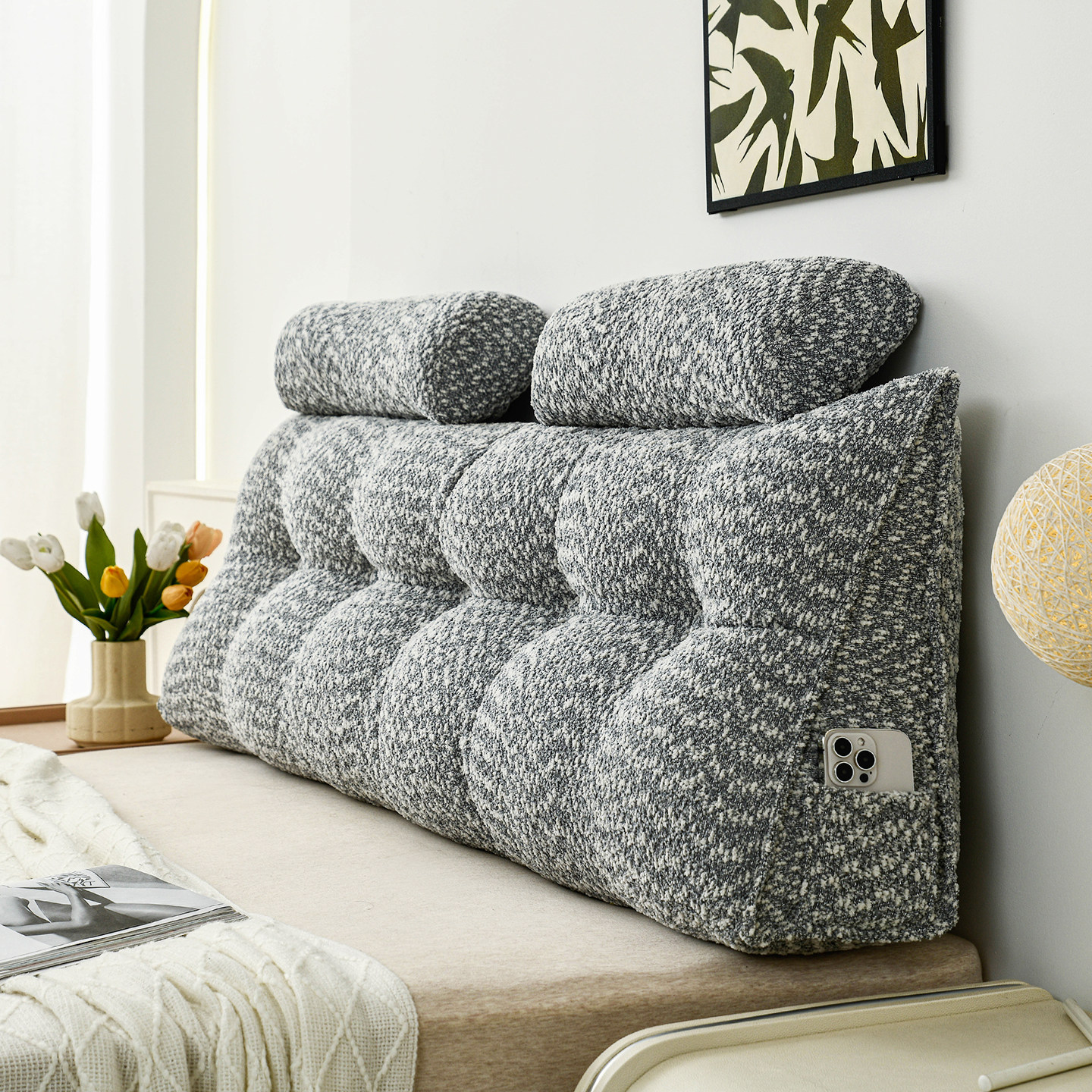 圈圈绒床头靠垫2025新款床上榻榻米软包靠背大靠枕可拆洗卧室飘窗