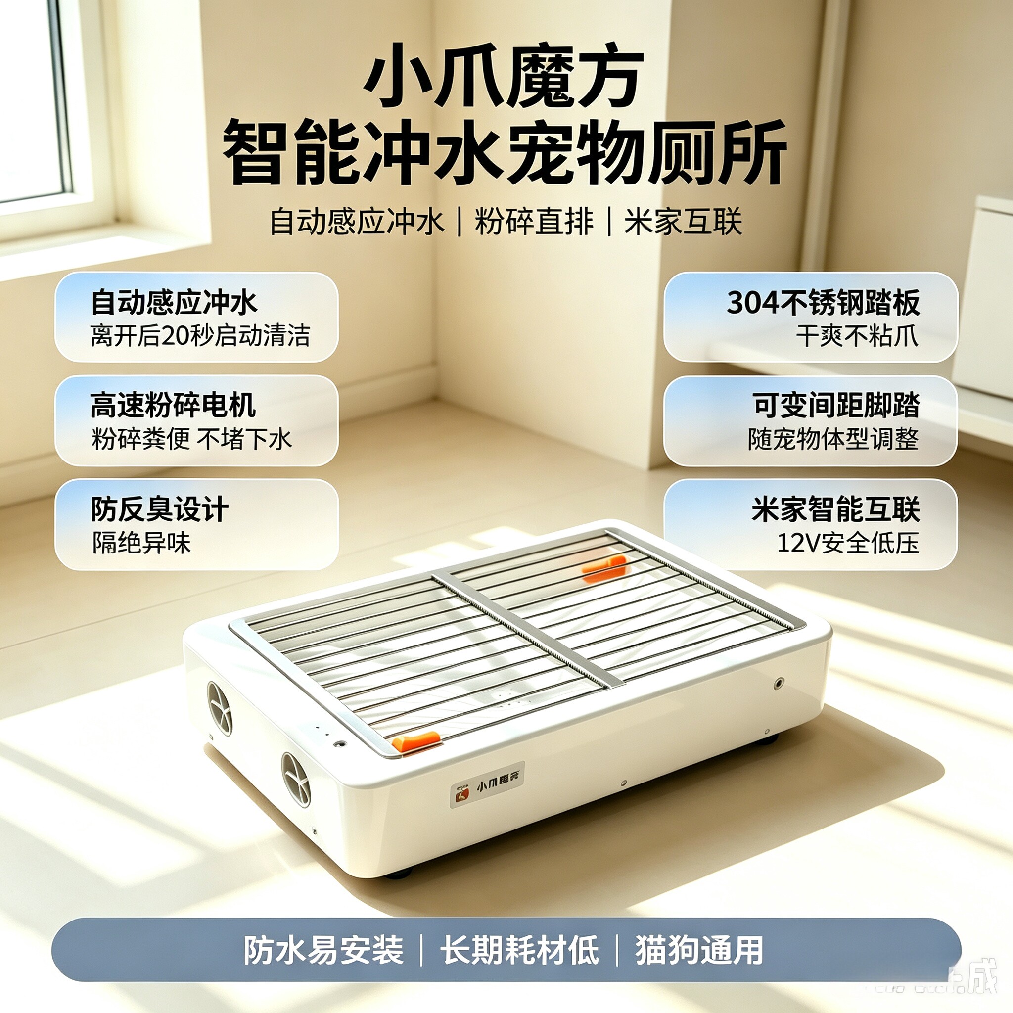 【带粉碎防反臭】小爪魔方智能感狗厕所