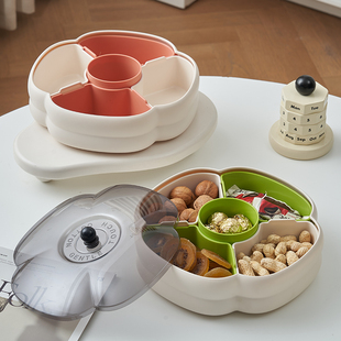 果盘新年分格糖果盒创意花形零食干果盘喜糖盒家用客厅婚庆简约款