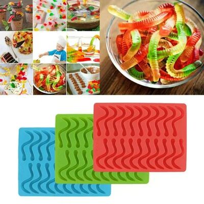 20 Holes DIY Silicone Gummy Snake Worms Chocolate Mold Sugar