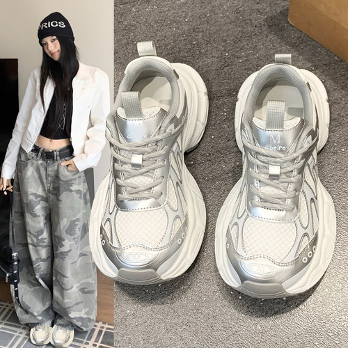 优兰意厚底增高休闲透气老爹鞋女