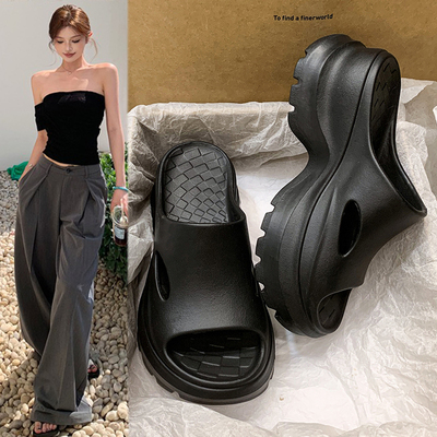 一字拖鞋女夏季2026新款厚底增高休闲鞋百搭外穿凉拖爆款沙滩鞋女